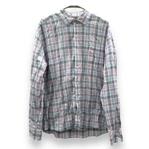 Peter Millar‎ White, Blue & Pink Plaid Long Sleeve Button Down Shirt Sz L